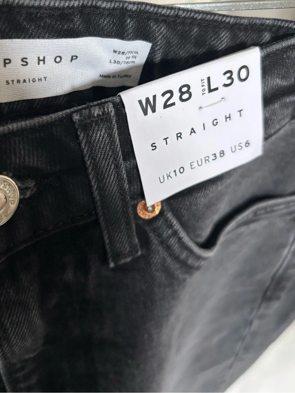 Topshop Black Straight-Leg Jeans - Picture 7 of 8